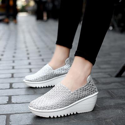 Летние женские повседневные лоферы на платформе, танкетке, слипоны, больших размеров, обувь для увеличения роста, большого размера