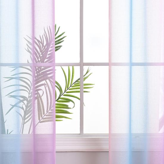 Yousheng Nordic Style Тонкая полузатеняющая оконная занавеска для гостиной Градиентная тюль Драпировка Панель Прозрачный домашний декор