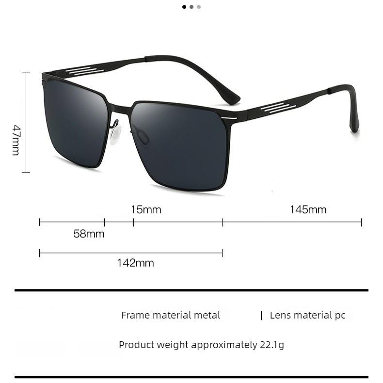 Men's sunglasses, fashionable metal square sunglasses for fishing while driving