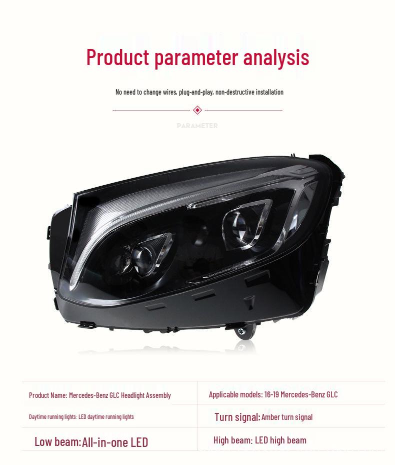 Mercedes-Benz GLC (2016-2019) High-Config LED DRL Double Lens Headlight Assembly W253