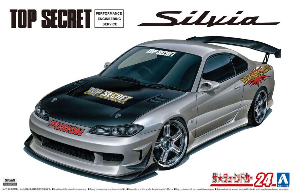 AOSHIMA Тюнингованная автомобильная серия Nissan Top Secret S15 Silvia 1999 Пластиковая модель 1/24 № 24