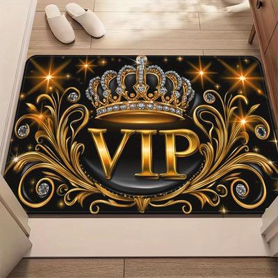 Роскошный Черно-Золотой VIP Принт Короны Ковер Плюшевый Фланелевый Коврик Гостиная Спальня Домашний Декор Ковер для Зоны Нескользящий Коврик для Пола