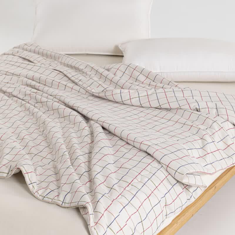 Летнее стеганое одеяло Muji в клетку с текстурой, 100% хлопок