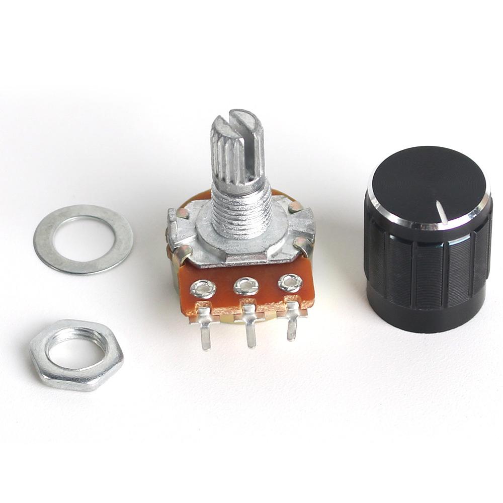 5 Set WH148 15MM Linear Potentiometer Kit 3pin B1K B2K B5K B10K B20K B50K B100K B250K 500K 1M With Black Aluminum alloy knob cap
