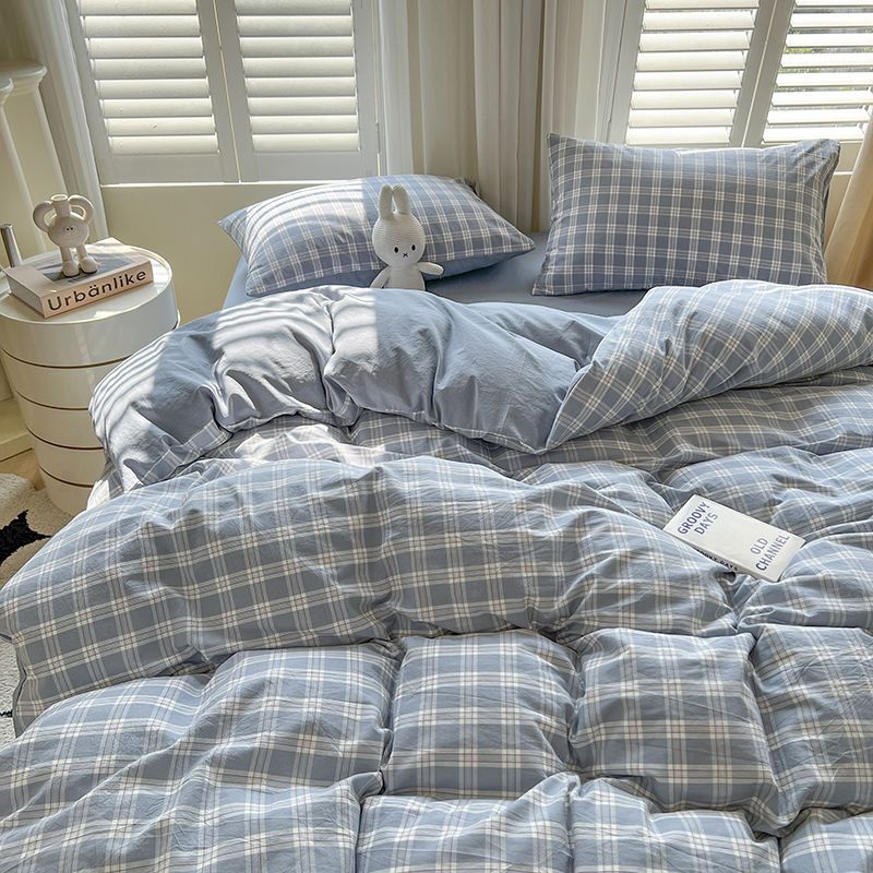 Checkerboard Bedding Set No Comforter Quilt Duvet Cover Pillowcase Flat Sheet Single Queen Size Polyester Bedclothes