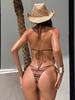 1011 European and American New Striped Color-Blocked Beach Resort Split Swimsuit Sexy Bikini Bikini