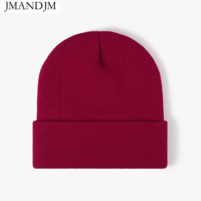 Available Autumn and Winter Warm Thickened Double Beanie Hat Simple Men's Women's Knitted Hat