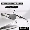 0~+4.0 Фотохромные + Мультифокальные очки для чтения Автоматическое изменение фокуса 1 пара очков для многократного использования Полуободковые бизнес-очки