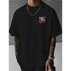European Size Men Crew Neck T Shirt, Heavy Metal Racing Letter Front Back Print, Versatile Streetwear for Commute Office Home Leisure Daily Wear