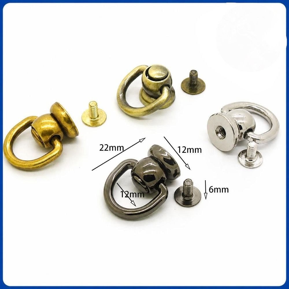 10pcs Matte D Ring Rotatable Stud Rivets Screws Fashion Stud Screw Kit Wallet