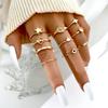 Fashion Jewelry Rings Set Gold Color Hollow Round Opening Women Finger Ring for Girl Lady Party Wedding Gifts