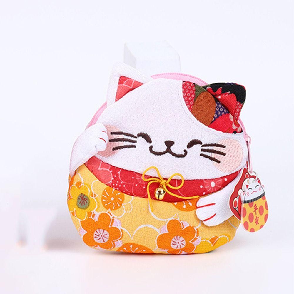 Клатч с молнией 'Счастливый кот' в японском стиле, держатель для карт, портативный кошелек для монет 'Манеки-неко', женский