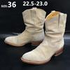 El Andalucia Mexico Leather Suede Western Pecos Boots Women's 23 beige(USED)