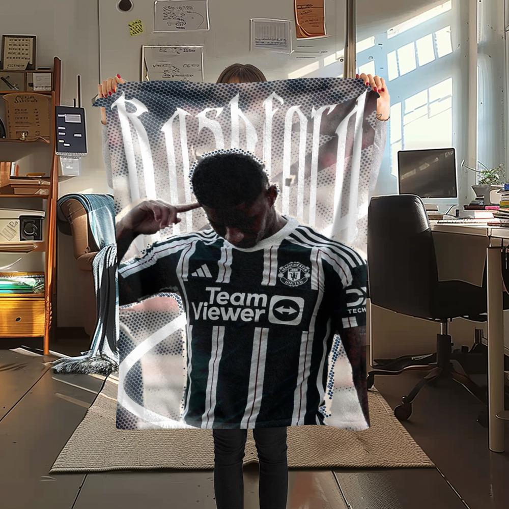 1PC Marcus Rashford Print Flannel Blanket, High quality Comfortable for All Seasons, Home Decor, Warmth and Comfort, Perfect for Christmas Gifts