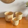 Yellow Desktop Organizer Basket Bamboo Weaving Fruit Basket Drain Basket  Vegetable Fruit Flower