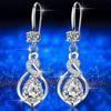 Imitation Silver Earrings Korean Version Multicolor Ear Jewelry New Shiny Zircon Medium and Long Water Drop Earrings
