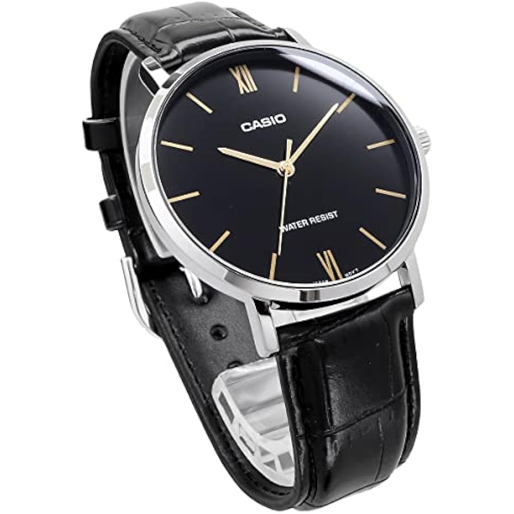 [Casio] CASIO Quartz Men's Watch MTP-VT01L-1B Black x Black Leather Band Overseas Model [Parallel...