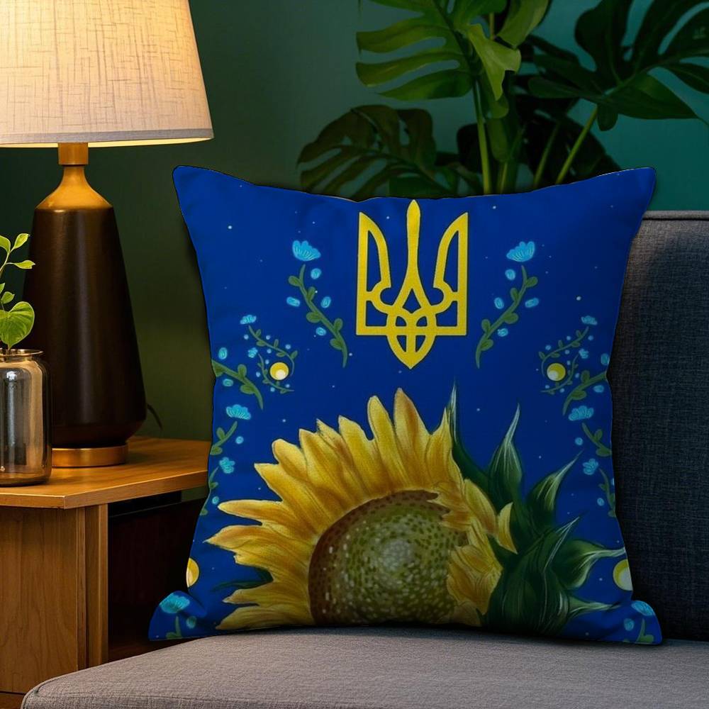 Украинский флаг Эстетичная наволочка Плюшевая ткань Мягкий Двусторонняя печать Чехол для диванной подушки Наволочки для декоративных подушек