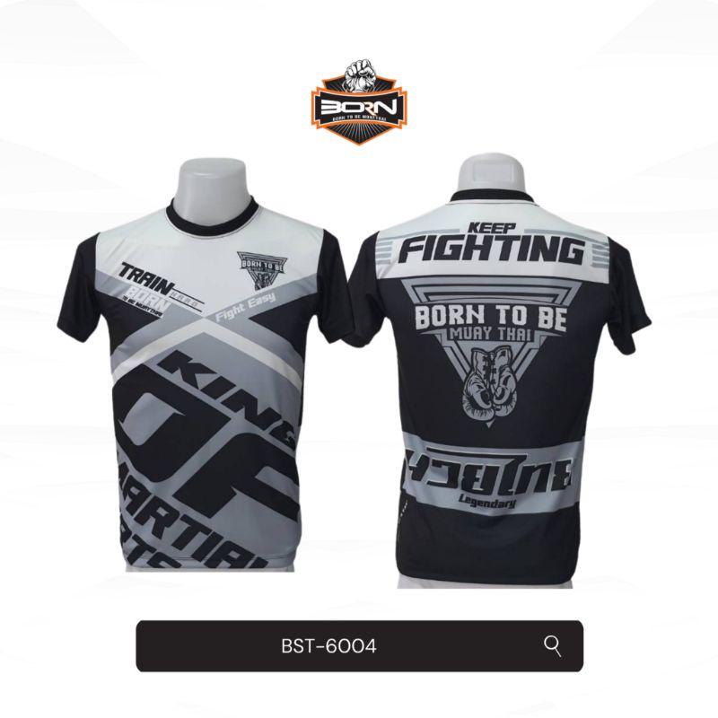 Футболка с коротким рукавом с принтом Муай Тай Кикбоксинг ММА Полиэстер Таиланд Черный Круглый вырез