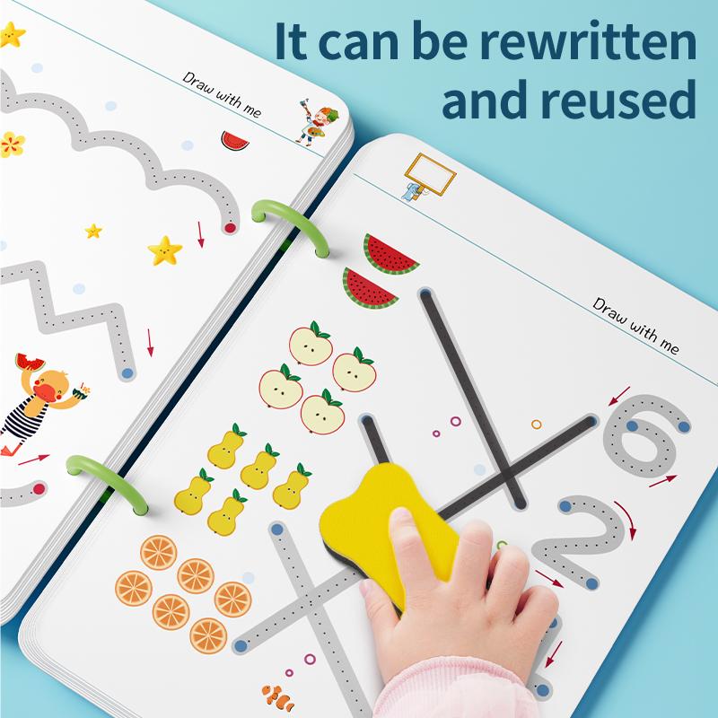 Kids First Reusable Writing Book Brain Development Tool Portable Left Right Brain Training Early Learning Aid