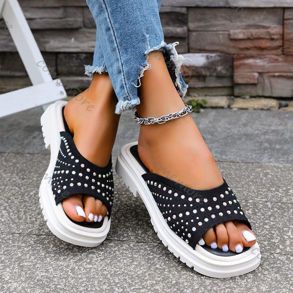 Модные летние шлепанцы Comemore для женщин для улицы, ретро, толстая подошва, римские пляжные сандалии, повседневные, сетчатые, дышащие, с открытым носком, слайды