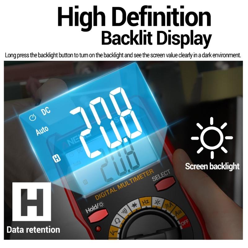 SZ309 Тестер напряжения и тока 1999 отсчетов Мультиметр Мультитестер с подсветкой Зуммер Омметр Вольтметр