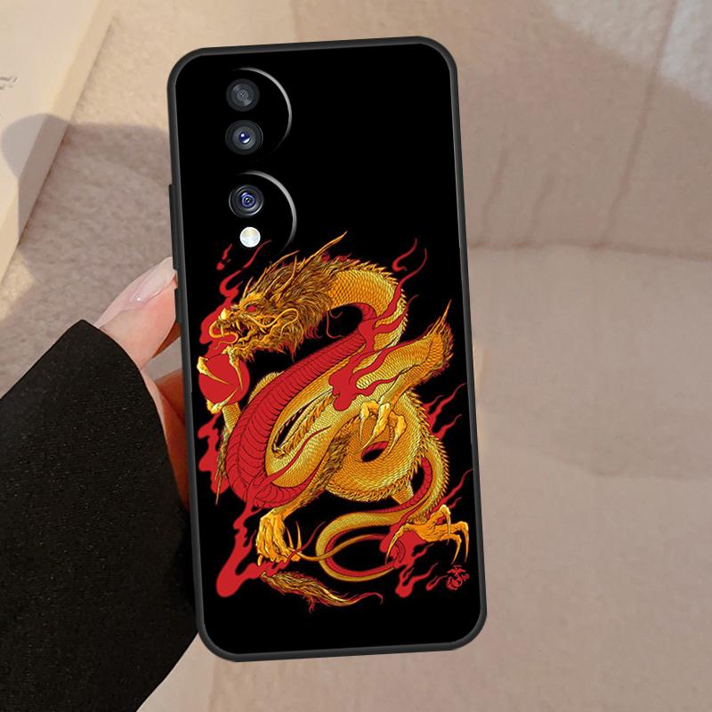 Chinese Style Crane Dragon Case For Honor Magic 5 Lite Pro 50 70 90 8X 9X X6 X7 X8 X9 Honor X6a X7a X8a X9a X9b Cover