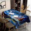 1pc Tablecover with a Beautiful Snowy Night Forest Cabin Pattern, Machine Washable and Easy to Clean, for Dining Tables, Coffee Tables, Desks, Picnic 