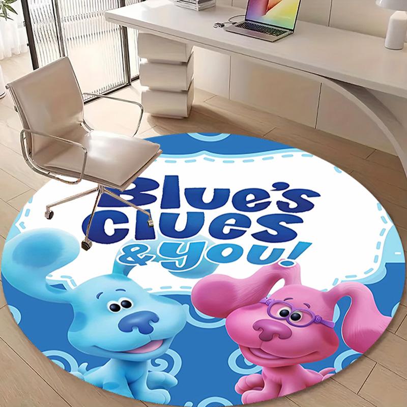 1pc Pistas da Blue Blue’s Clues3 Design Printed Area Round Carpet for Bedroom Living Room Home Decor Rugs Mat Non Slip Mat Rug for Bedside