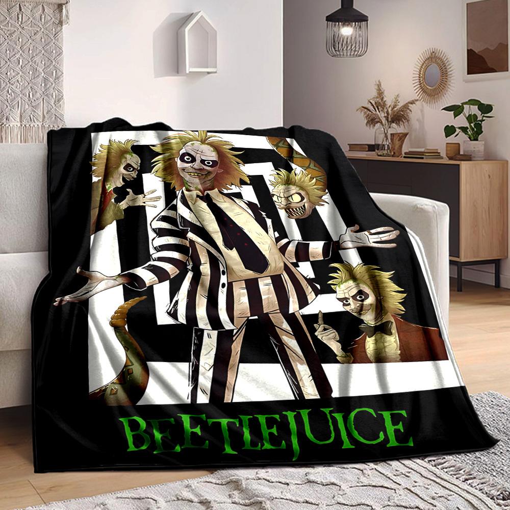 1pc Beetlejuice Blanket Lightweight Flannel Throw For Sofa, Bed, Travel, Livingroom, Office, Couch, Chair, And Bed