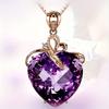 Ожерелье с подвеской в форме сердца из аметиста, позолоченное ожерелье с искусственными драгоценными камнями, креативные украшения для вечеринок, подарок на день рождения, Рождество, Хэллоуин