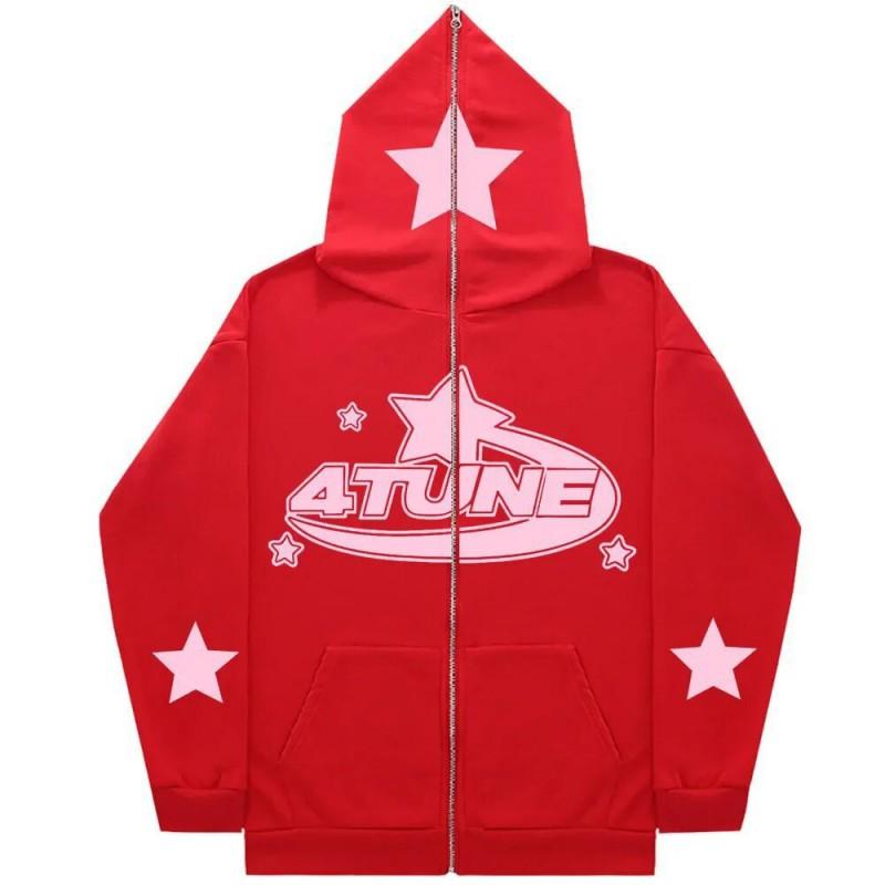 Oversized Gothic Zip-Up Hoodie Men Streetwear Hip Hop Casual Pullover Jacket