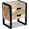 VidaXL Side Table with 2 Drawers 43 X 33 X 51 Cm Solid Mango Wood