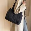 Quilted Shoulder Bag Down Padded Woman Tote Handbag Soft Winter Lightweight Girl's School Bag Puffer Cotton Large Pockets Purse CLE