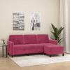 VidaXL 3-seater Sofa and Footstool Burgundy 180 Cm Velvet, Sofa, Sofa with Footstool, Sofa Three 3201178