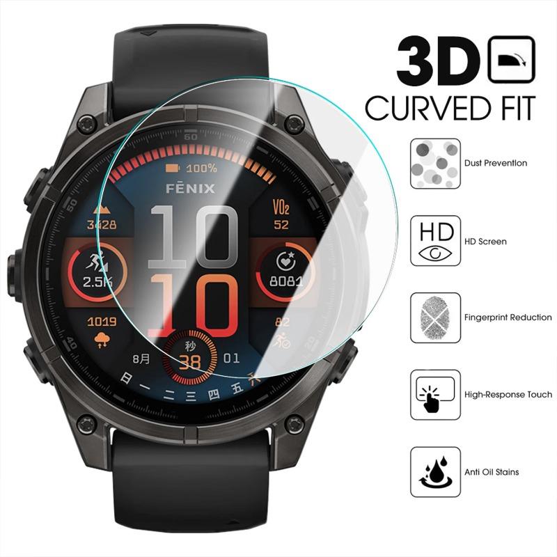 Закаленное стекло HD для Garmin Fenix 8 43/47/51 мм с солнечным AMOLED-экраном, Защитное стекло, Легко устанавливается, Антицарапающая пленка для Forerunner955 255 165 S70
