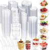 Set of Clear Square Sauce and Mousse Cups with Spoons - Perfect for Desserts and Appetizers
