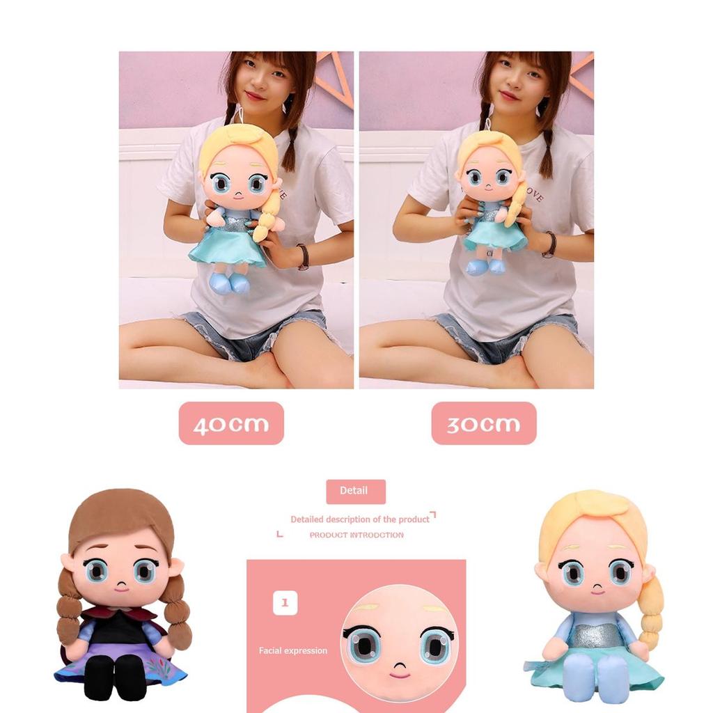 Disney Frozen Anna Elsa Plush Toy Soft Stuffed Doll For Room Decoration Skin-friendly And Collectible