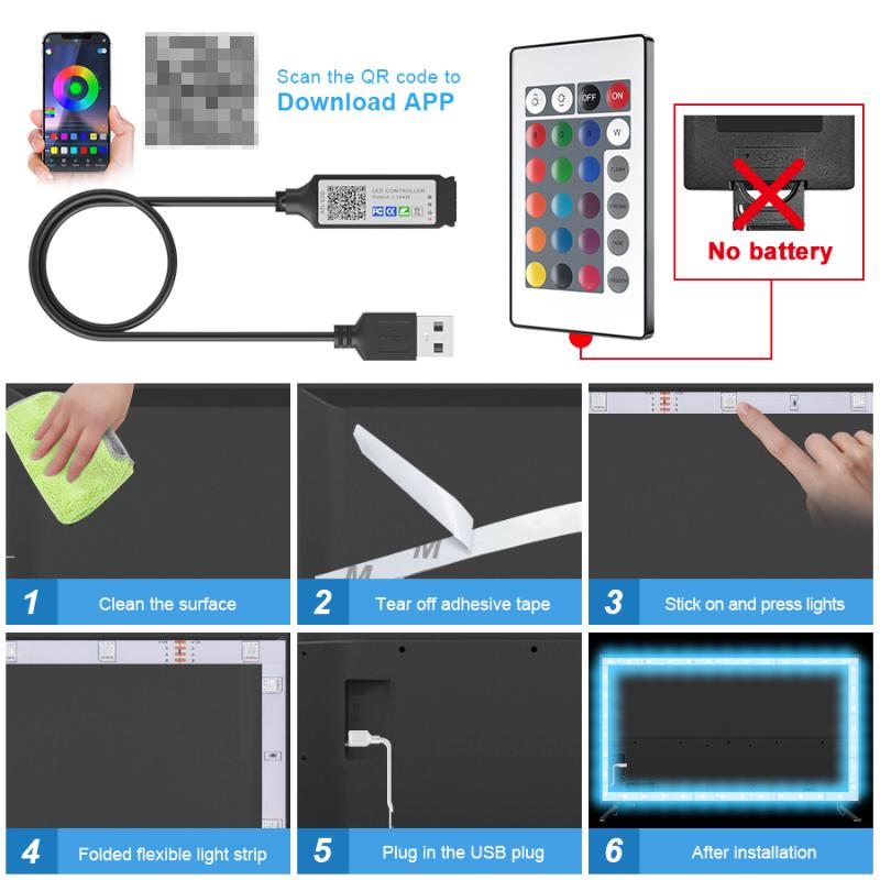 1M-30M USB светодиодная лента SMD 5050 RGB светодиодная гибкая лента с Bluetooth-приложением управления Подсветка телевизора для украшения интерьера атмосфера световая лента