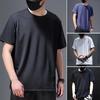 Men Summer T-shirt Solid Color Ice Silk Thin Mesh Quick Dry Mid Length O Neck Short Sleeves Soft Breathable Pullover Sports Gym Training Top