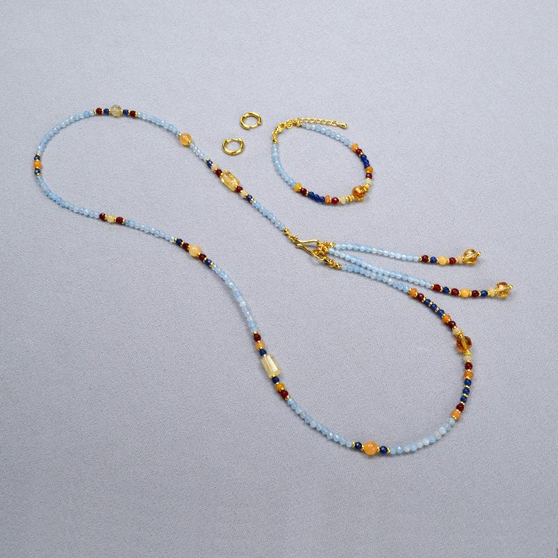 Оригинальное дизайнерское китайское нишевое ретро-колье с кисточками из натурального камня, съемное, многоразовое, на цепочку для свитера