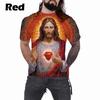 Jesus Christian 3D Printing T Shirt Jesus Loves Every Christian Believer T-shirt Jesus Holding a Lamb Casual Short Sleeve Tee