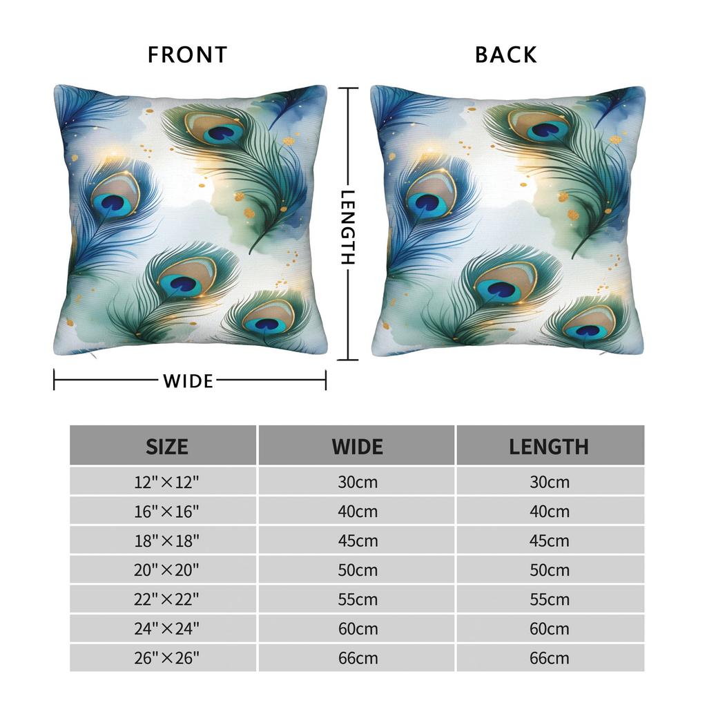 Peacock Feather Printing Pillow Case Fashion Pillow Cover Comfy Pillowcases For Sofa Couch Bed Living Room