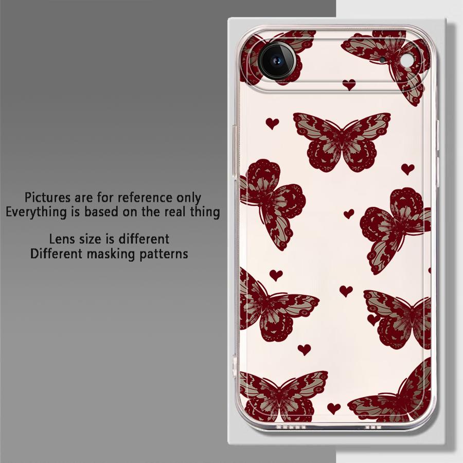 Soft Phone Cover Case for iPhone 17 Pro Max 15 XS Max 7 8 12 Mini 16 14 Plus Air 11 13 Pro XR Pretty Butterfly