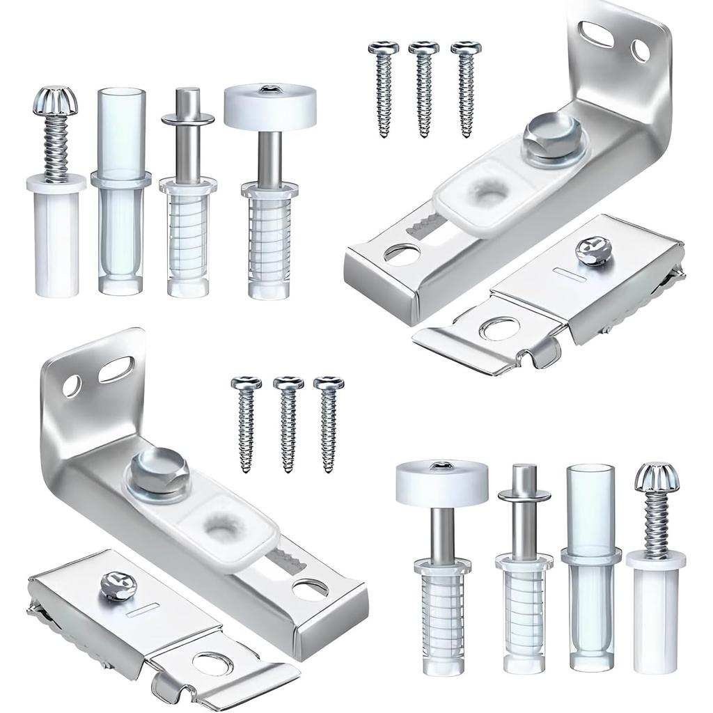 Bifold Door Track Kit, 2 Sets Bi-Fold Door Hardware Repair Kit Folding Doors Replacement Parts Includes Top Bottom Pivots, Bracket