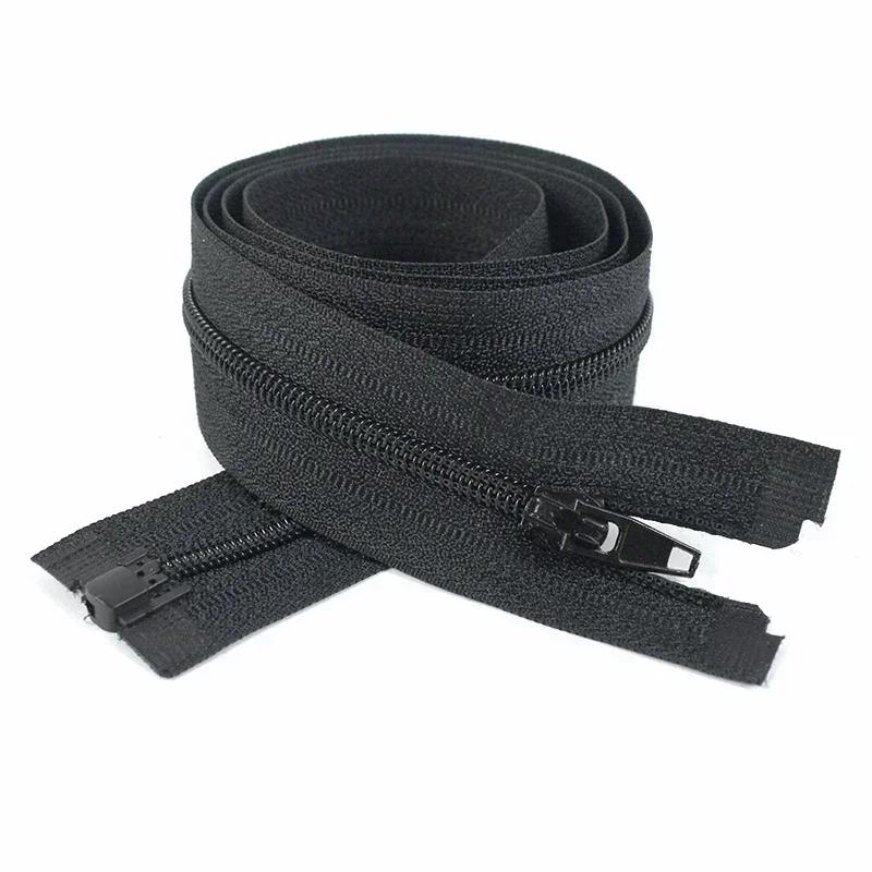 Meetee 5/10Pcs 40-300cm 3# Nylon Zipper Black White Open-end Zippers Down Jacket Coat Shoes Auto Lock Zips DIY Sewing Accessory