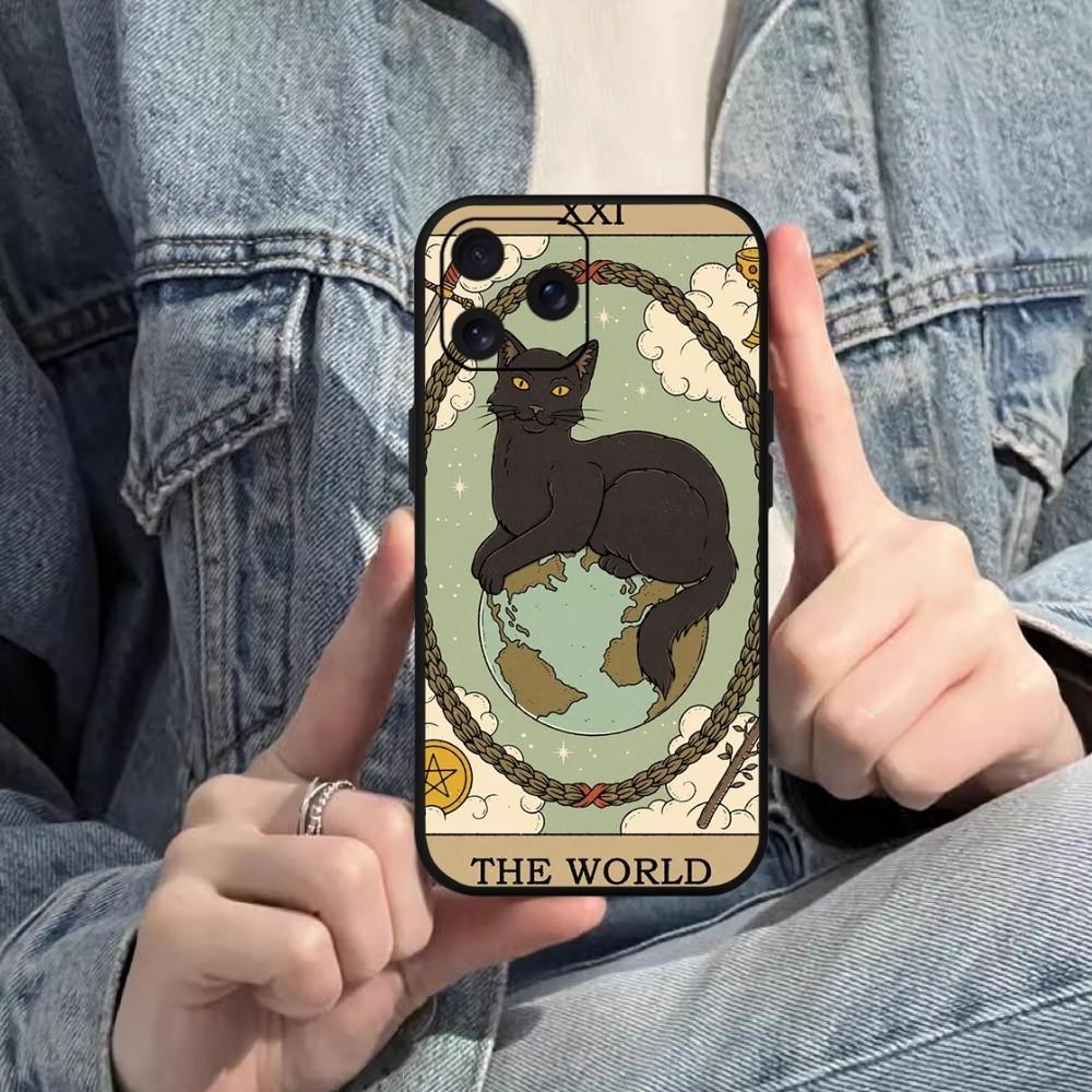 Чехол для телефона Witches Moon Tarot Mystery Totem Cat для iPhone Mini 11 12 13 14 15 Pro XS Max X Plus SE XR, черный мягкий корпус
