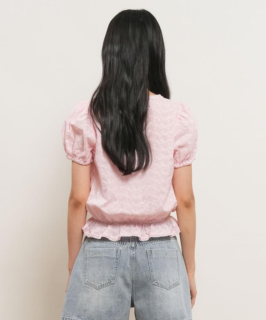 GENERALIDEA Lace Pintuck Puff Blouse [Pink] / Gf2Lsh523