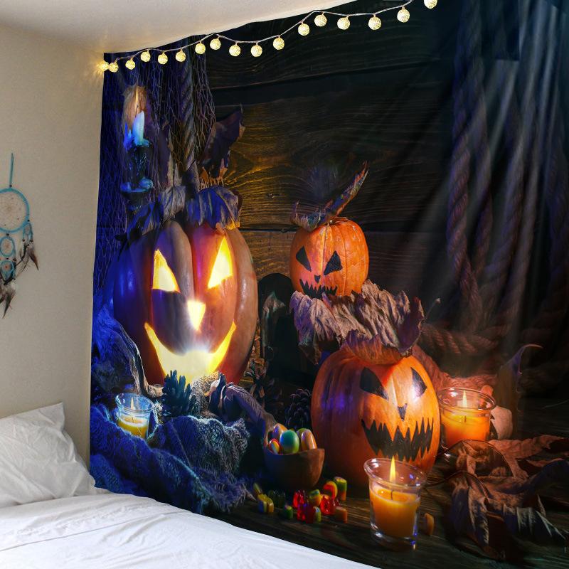 Happy Halloween Tapestry Wall Hanging Home Decor Horror Pumpkin Blanket Witch Aesthetics Living Room Tapestry Decoration