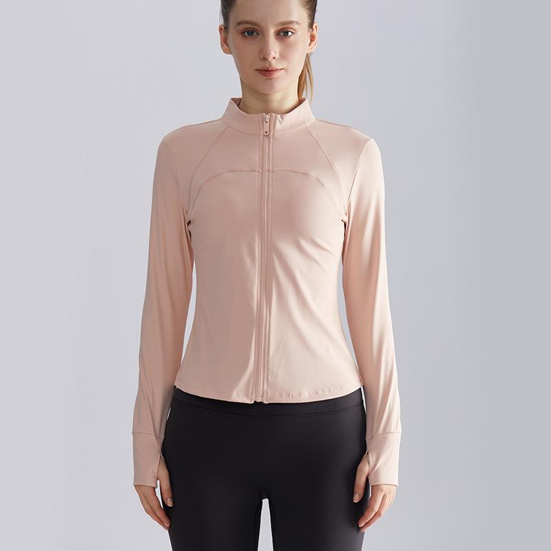 Yoga Wear Zipper Jacket Women's Slim Stand Collar Waist Fitness Running Sports Jacket